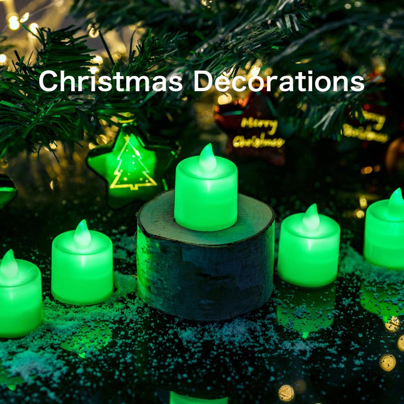 LANKER 24 Pack Flameless Led Tea Lights Candles, Flickering Green Battery Operated Electronic Fake Candles, Decorations for Party, Christmas, Halloween and Festival Celebration (Green) - Image 3